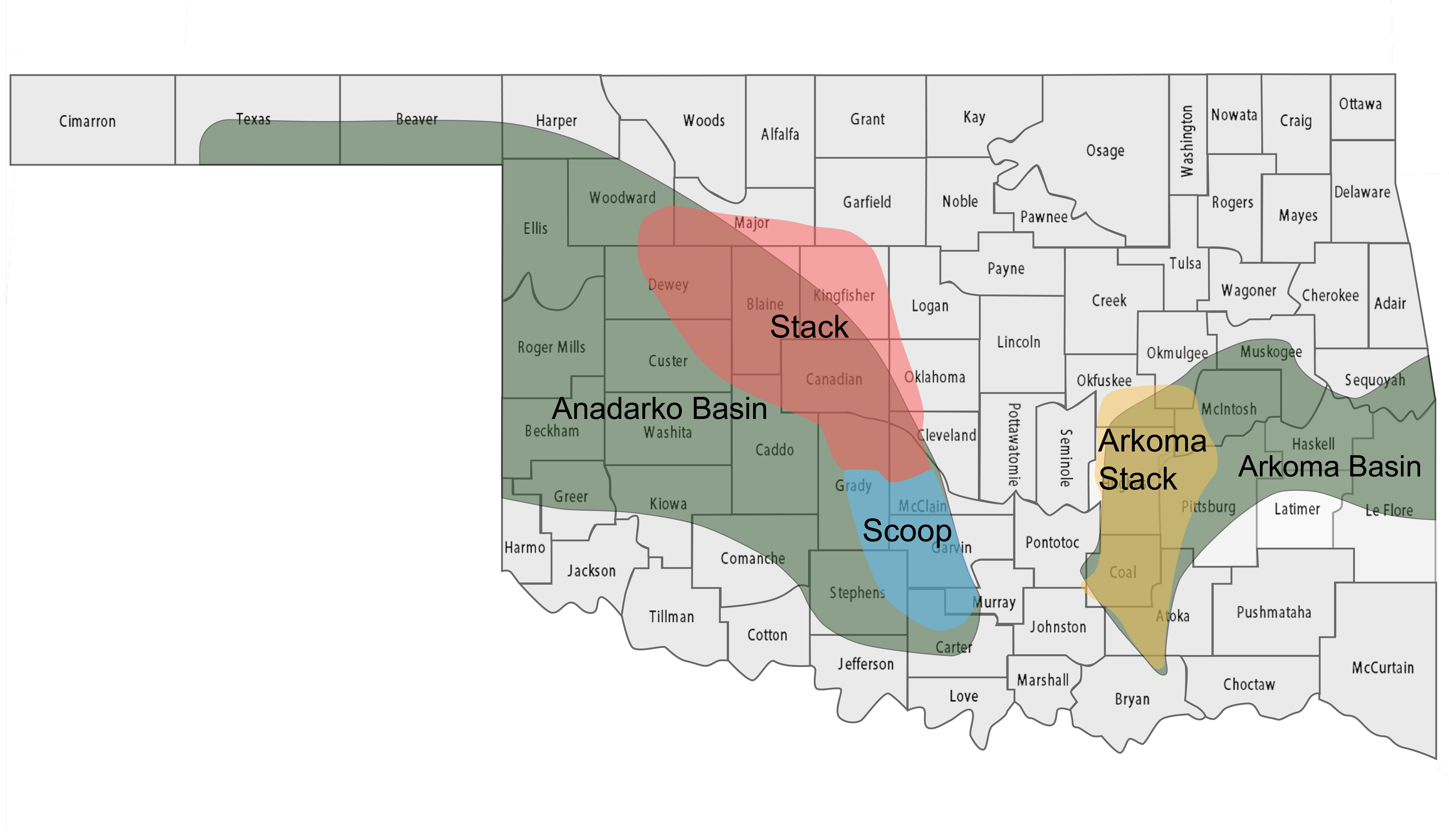 Oklahoma County Map showing Western Oklahoma service area
